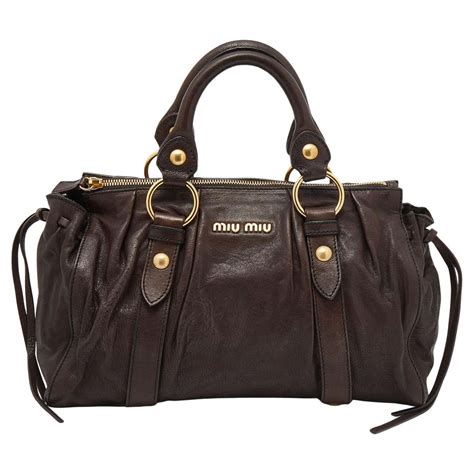 MIU MIU Vitello Lux Bow Bag Brown 